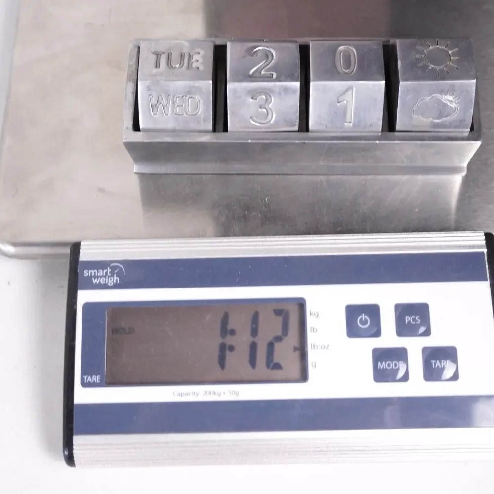 Pottery Barn Pewter Metal Cube Perpetual Desk Calendar Date Office Decor Vintage